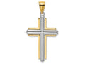 FJC Finejewelers White Beveled Stick Cross with Yellow Frame Charm