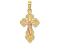 FJC Finejewelers 14k Two-tone Gold Crucifix with Scallop Trim Pink Jesus Charm