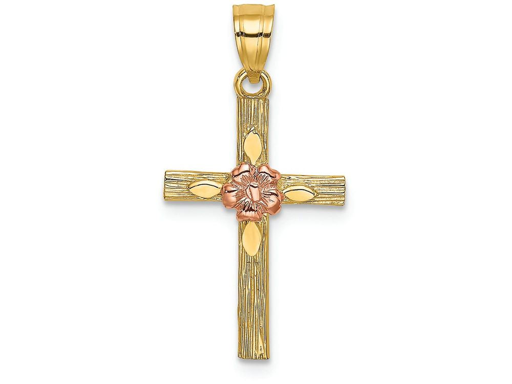 FJC Finejewelers Cross with Pink Flower Cross Charm