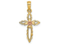 FJC Finejewelers Cross with Pink Flower Center Charm