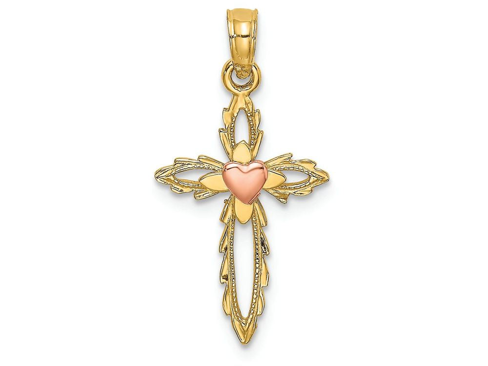 FJC Finejewelers Cross with Pink Heart Center Charm