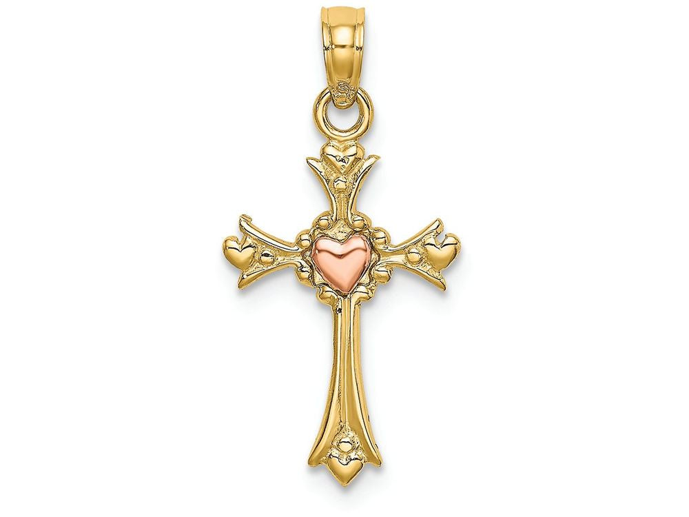 FJC Finejewelers Cross with (pink)heart Center Charm