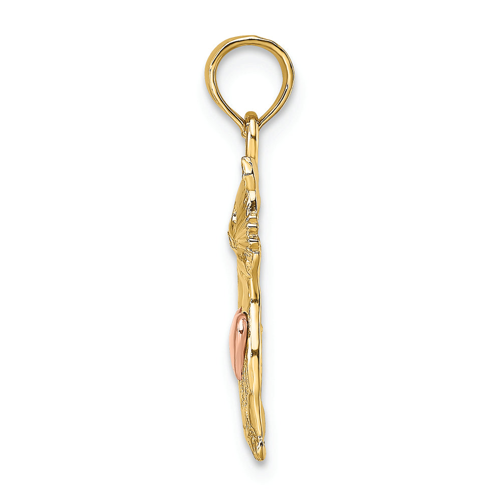 FJC Finejewelers 14k Two-tone Gold Cat with Pink Heart Eyes Charm
