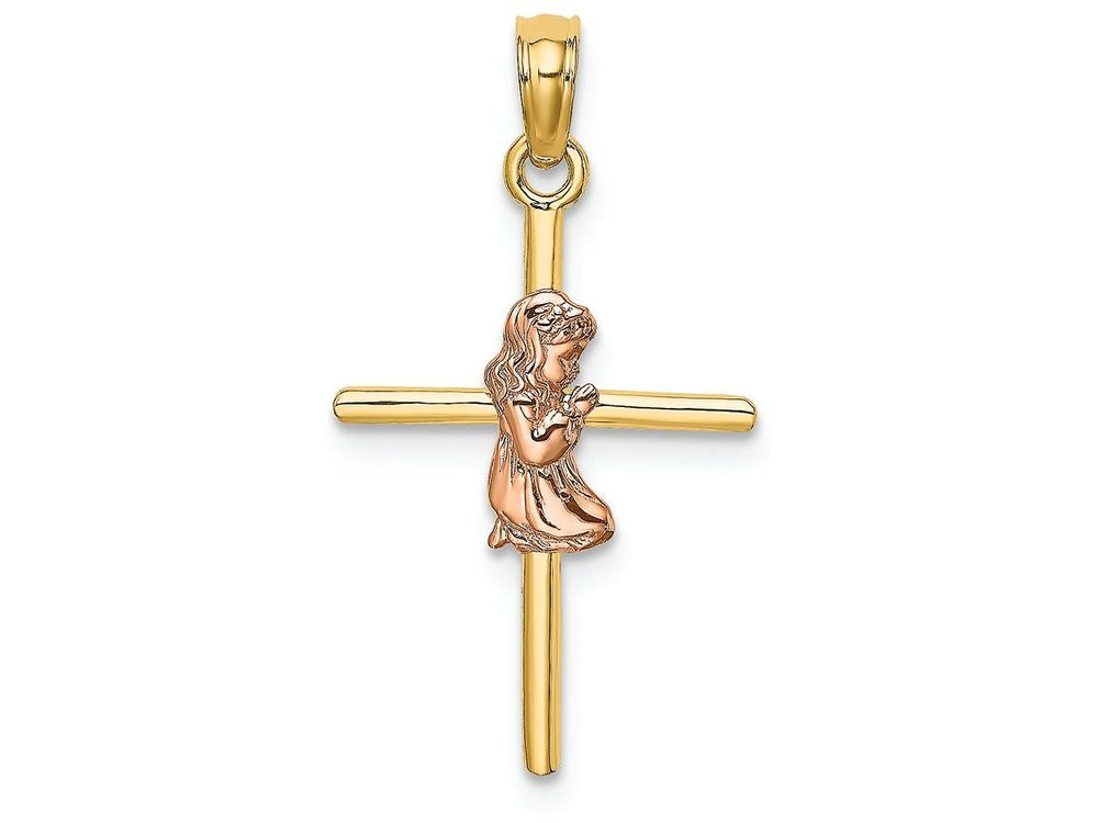 FJC Finejewelers Pink Girl On Cross Charm