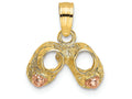 FJC Finejewelers 14k Two-tone Gold Baby Booties with Rose Teddy Bear Face Charm