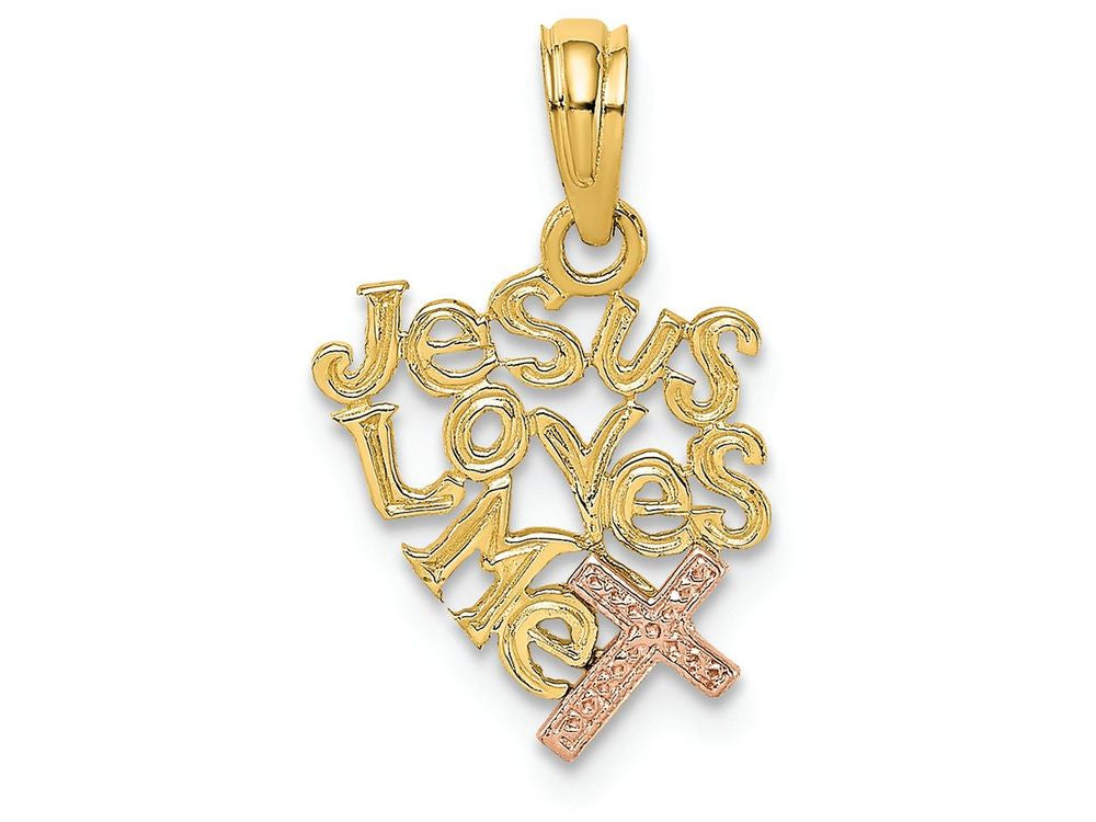 FJC Finejewelers Jesus Loves Me with Pink Cross Charm