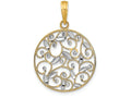 FJC Finejewelers 14k Two-tone Gold Round Filigree Charmmulti Bright Cut Leaves Two-color