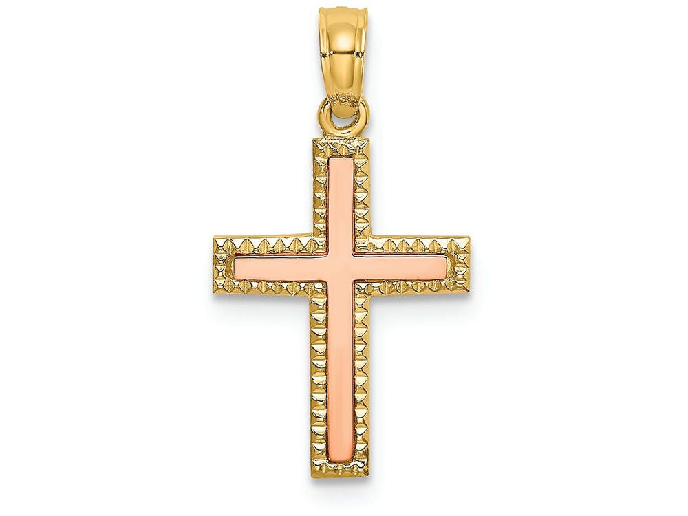 FJC Finejewelers Cross with Rose Color Center Charm