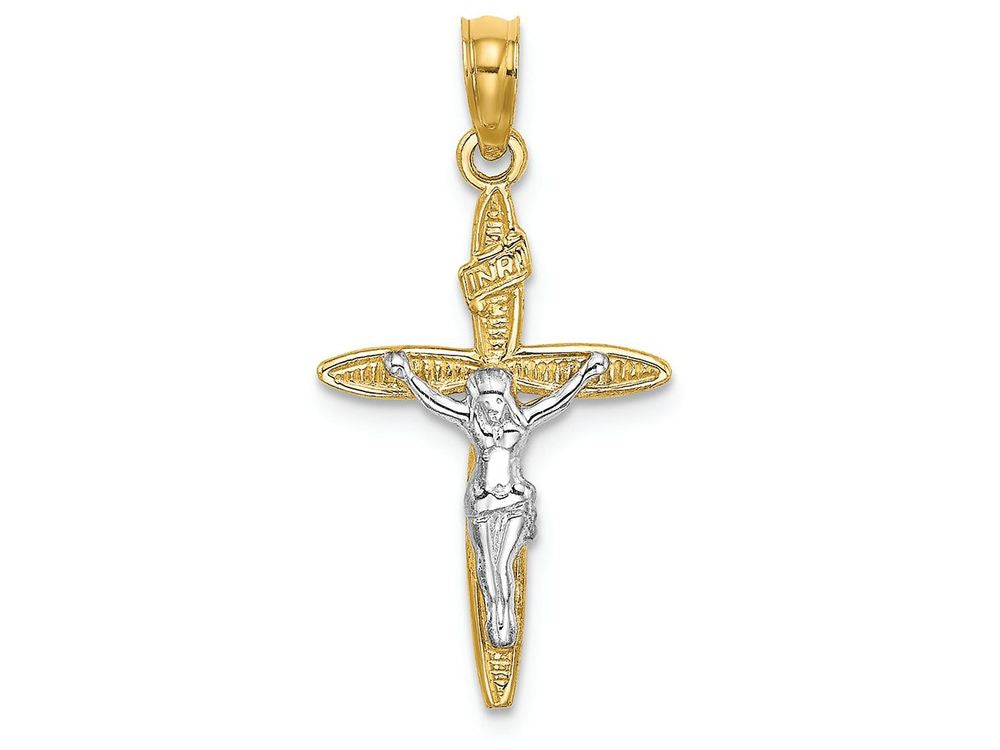 FJC Finejewelers 14k Two-tone Gold Crucifix Jesus Inri Charm