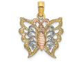 FJC Finejewelers 14k Two-tone Gold Tri-color Butterflycut-out Charm
