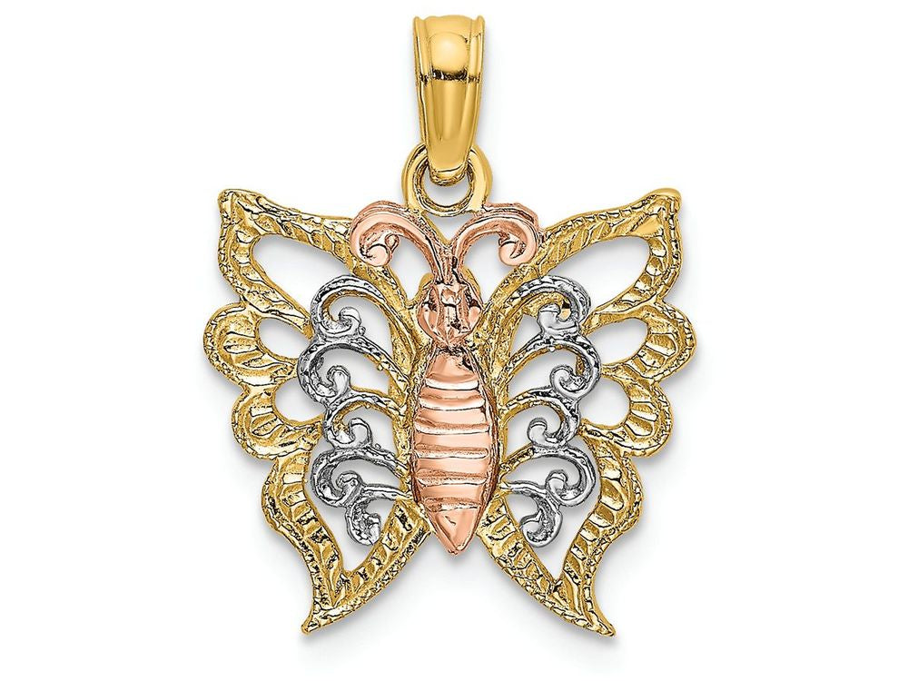 FJC Finejewelers 14k Two-tone Gold Tri-color Butterflycut-out Charm
