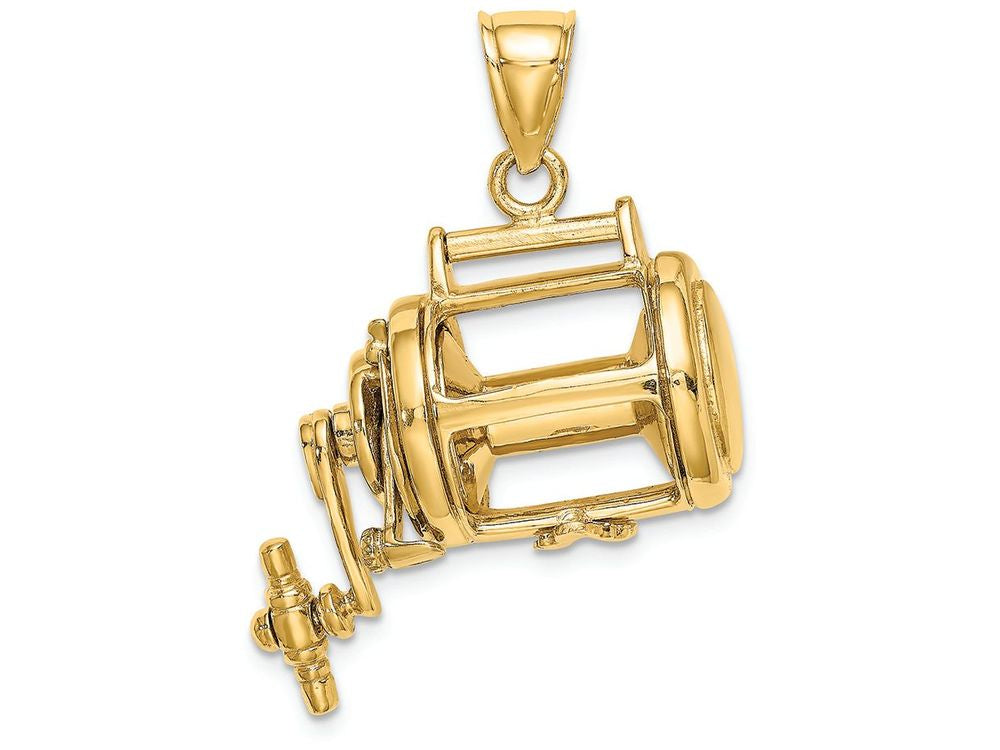 FJC Finejewelers 14k Yellow Gold 3d Fishing Reelmoveable Charm