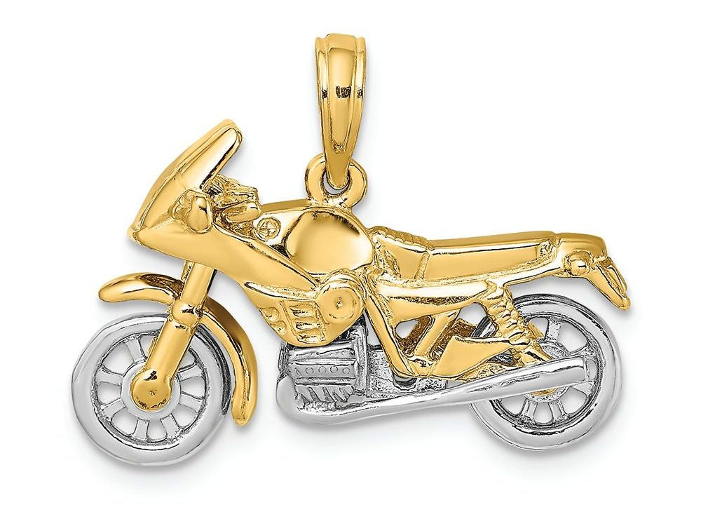 FJC Finejewelers 14k Two-tone Gold 3d Motorcycle with Front Shiedmoveable Tires Charm