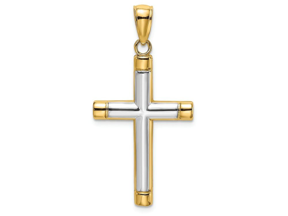 FJC Finejewelers White Tubular Cross with Yellow Endcaps Charm