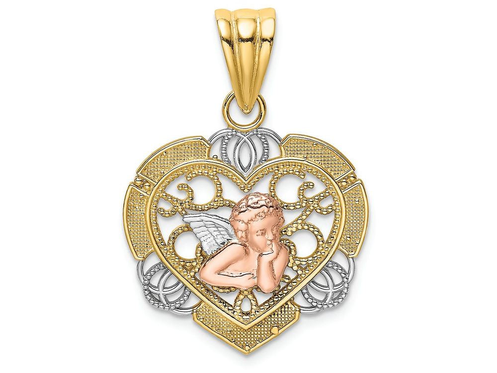 FJC Finejewelers 14k Two-tone Gold Angel In Hearttri-color Charm