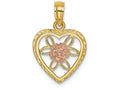 FJC Finejewelers 14k Two-tone Gold Heart with (pink)flower Inside Charm