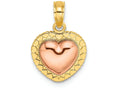 FJC Finejewelers 14k Two-tone Gold Pink Heart with Beaded Yellow Frame Charm