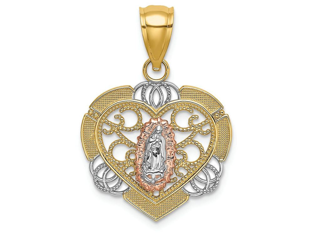 FJC Finejewelers 14k Two-tone Gold Guadalupe In Hearttri-color Charm