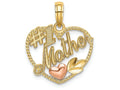 FJC Finejewelers 14k Two-tone Gold Heart with #1 Mother Pink Heart Charm