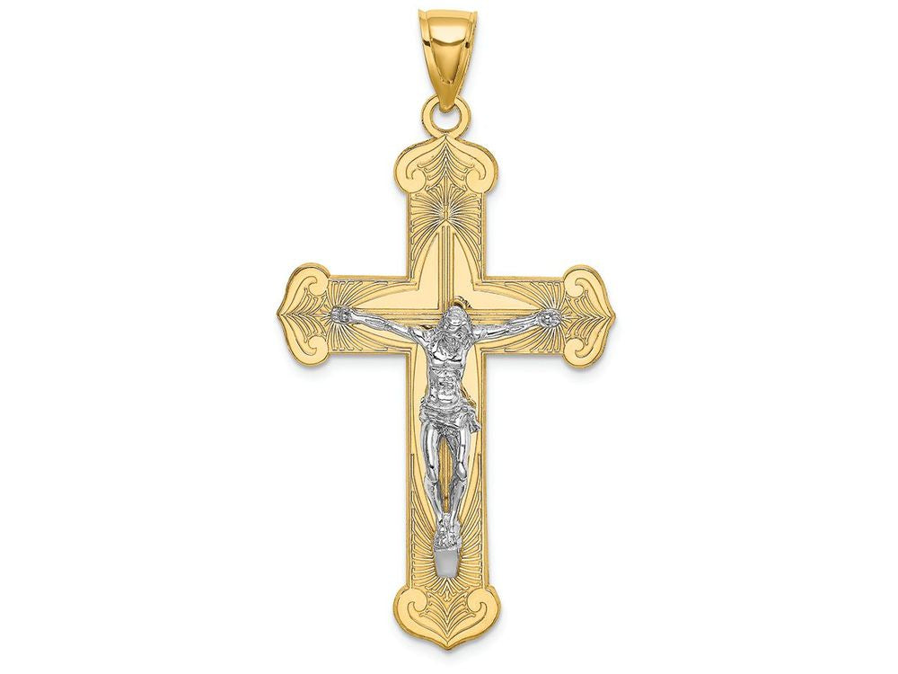 FJC Finejewelers Crucifix Jesus On Engraved Cross Charm
