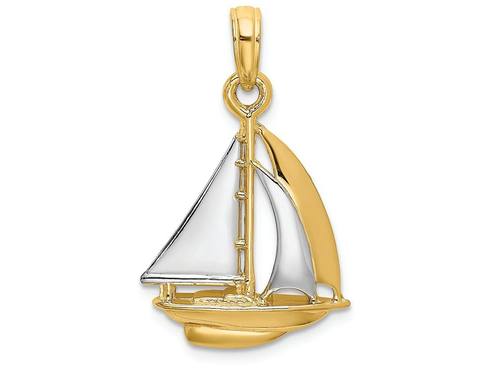 FJC Finejewelers 14k Yellow Gold with with Rhodium 3d Sailboat Charm Polish