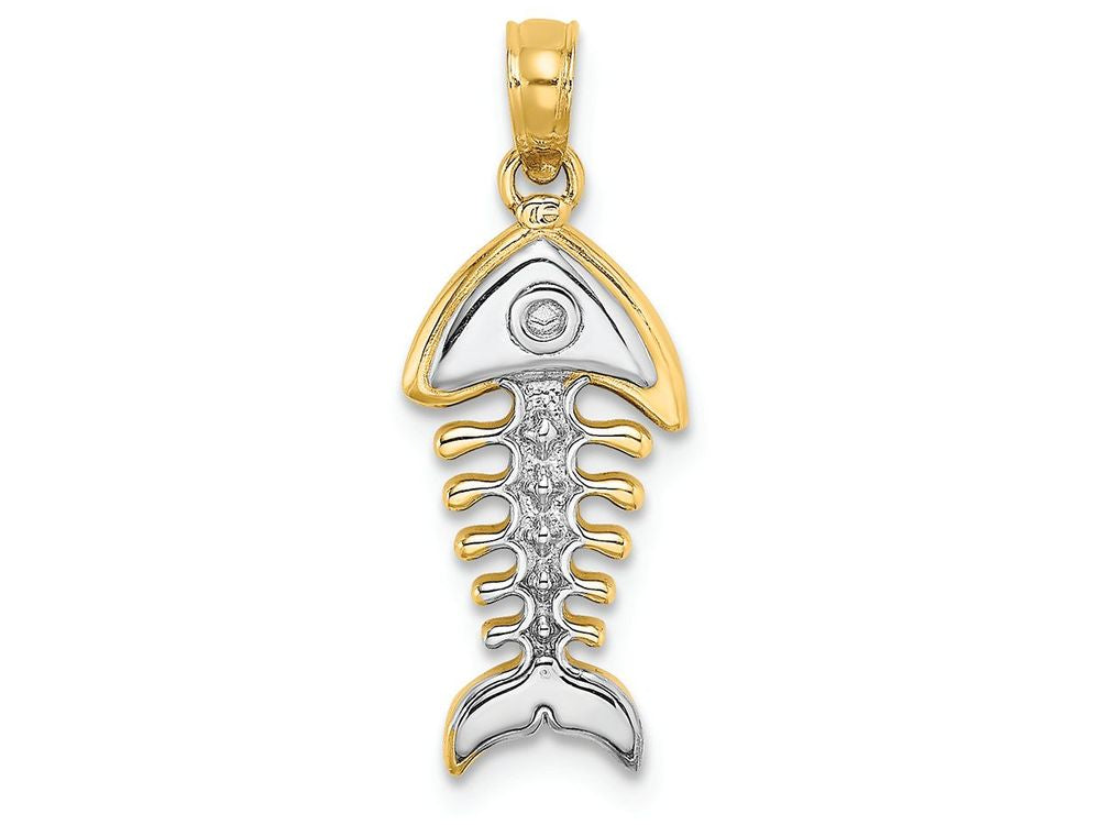 FJC Finejewelers 14k Two-tone Gold 3d Fishbone Charmtwo-color