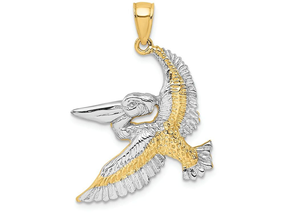 FJC Finejewelers 14k Two-tone Gold Flying Pelican Two-color Charm