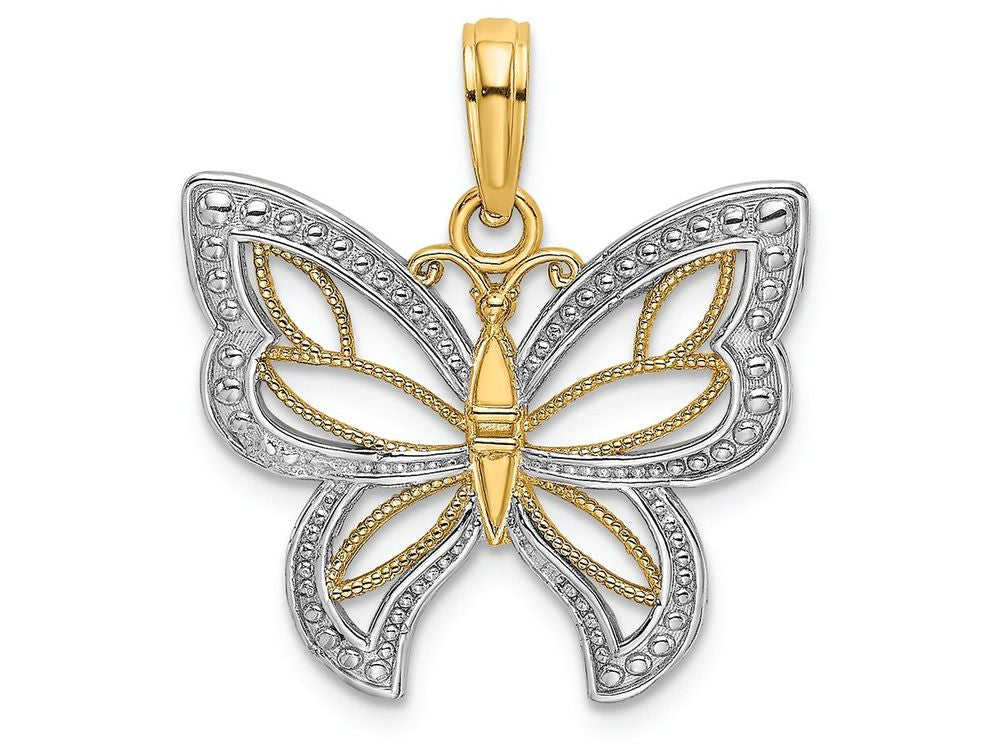 FJC Finejewelers 14k Two-tone Gold Butterfly Beaded Wings Charm