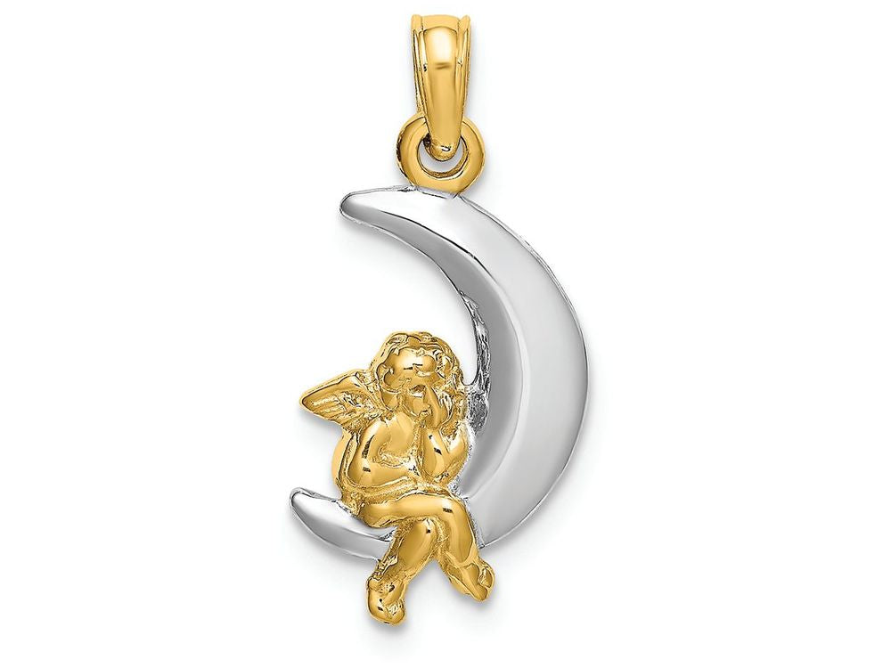 FJC Finejewelers 3d Yellow Angel Sitting On White Moon Charm