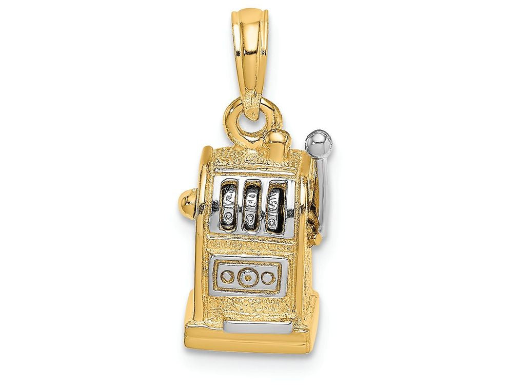 FJC Finejewelers 14k Yellow Gold Tt 3d Slot Machinemoveable Handle Charm