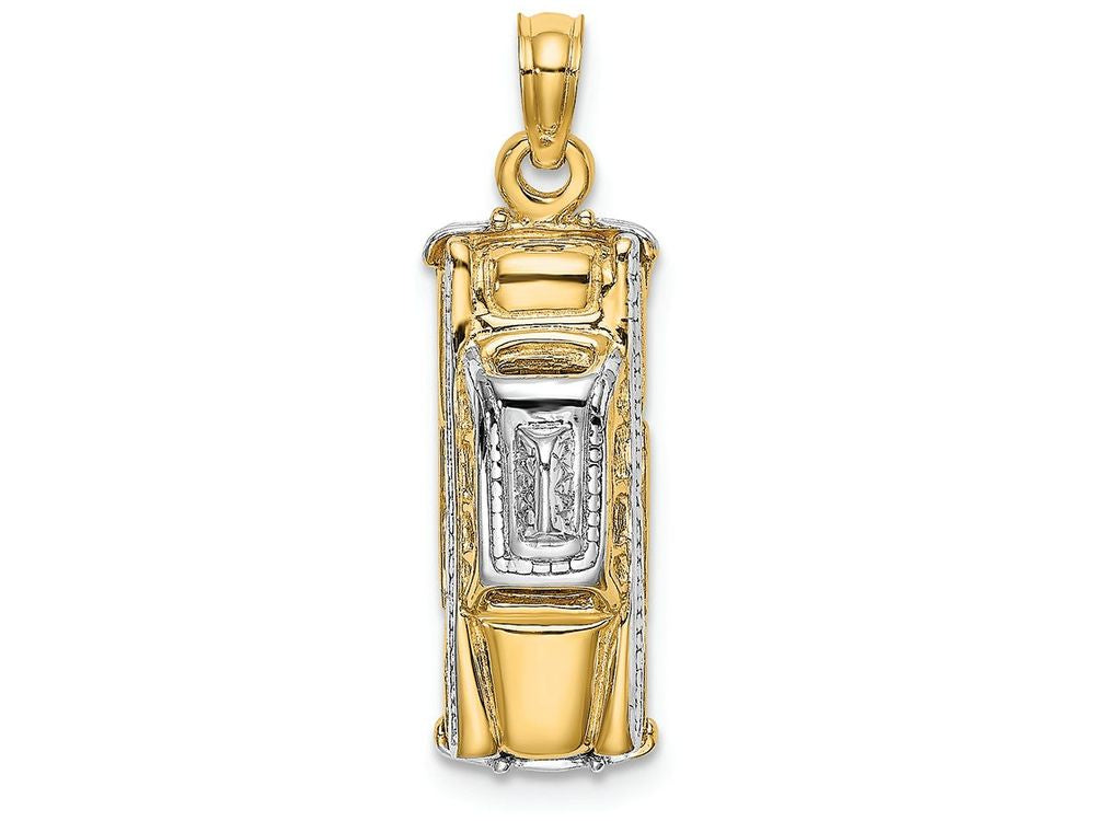 FJC Finejewelers 14k Yellow Gold with with Rhodium 3d Taxi Cab with Moveable Tires Two-color Charm