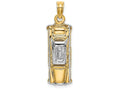FJC Finejewelers 14k Yellow Gold with with Rhodium 3d Taxi Cab with Moveable Tires Two-color Charm
