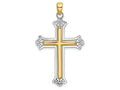 FJC Finejewelers Yellow Stick Cross In White Fleur De Lis Frame Charm