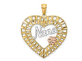 FJC Finejewelers Nana with Pink Flower In Bright Cut Hearttri-color Charm