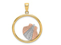 FJC Finejewelers 14k Two-tone Gold Beaded Scallop Shell In Round Frametri-color Charm
