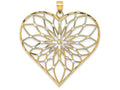FJC Finejewelers 14k Two-tone Gold Heart with Starburst Center ~ Two-color Bright Cut Charm