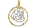 FJC Finejewelers 14k Two-tone Gold Live Love Laugh In Heart Dangling In Round Frametwo-color Charm