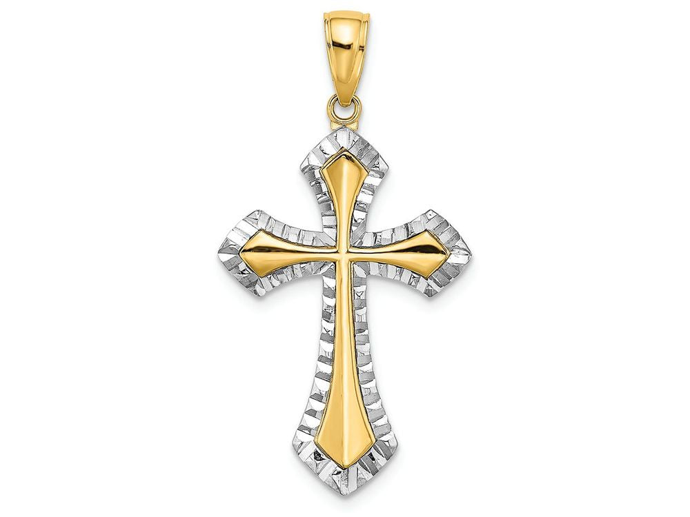 FJC Finejewelers 14k Yellow Gold with with Rhodium Bright Cut Reversible Cross Charm