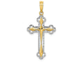 FJC Finejewelers Bright Cut Reversible Cross Two-color Scallop Tip Charm