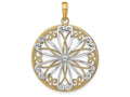 FJC Finejewelers 14k Two-tone Gold Round Frame with Filigree Center Charm Two-color