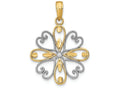 FJC Finejewelers 14k Two-tone Gold Fashion Flower Beaded Heart Petalstwo-color Charm