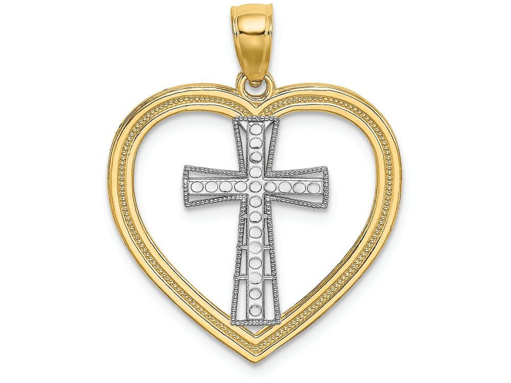 FJC Finejewelers Heart Cross In Center Charm