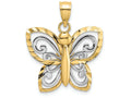 FJC Finejewelers 14k Two-tone Gold Butterfly with Cut-out Wings Two-color Charm