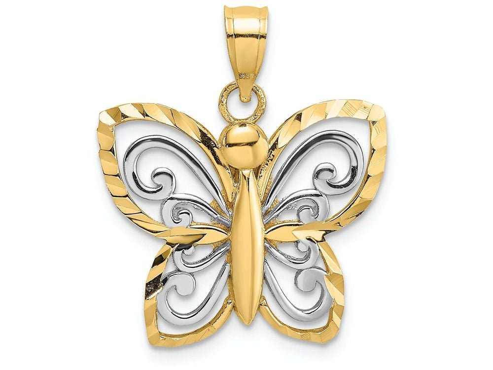 FJC Finejewelers 14k Two-tone Gold Butterfly with Cut-out Wings Two-color Charm