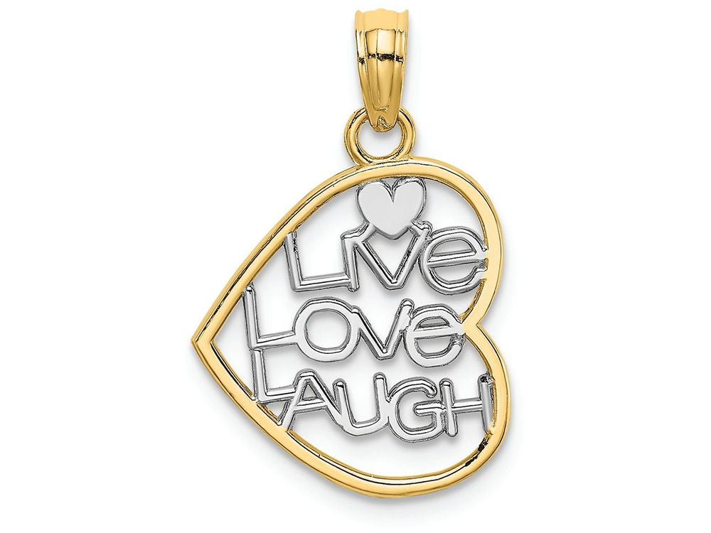 FJC Finejewelers 14k Two-tone Gold Live Love Laugh In Hearttwo-color Charm