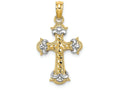 FJC Finejewelers Bright Cut Cross Fleur-de-lis Tips Charm