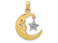 FJC Finejewelers 14k Two-tone Gold Polished Open-backed Half Moon Star Charm