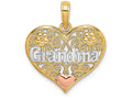 FJC Finejewelers 14k Two-tone Gold Wht Grandma In Filigree Heart with Pink Heart Accent Tri-color Charm