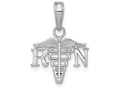 FJC Finejewelers 14k White Gold White Rn Caduceustextured Widenurse Charm