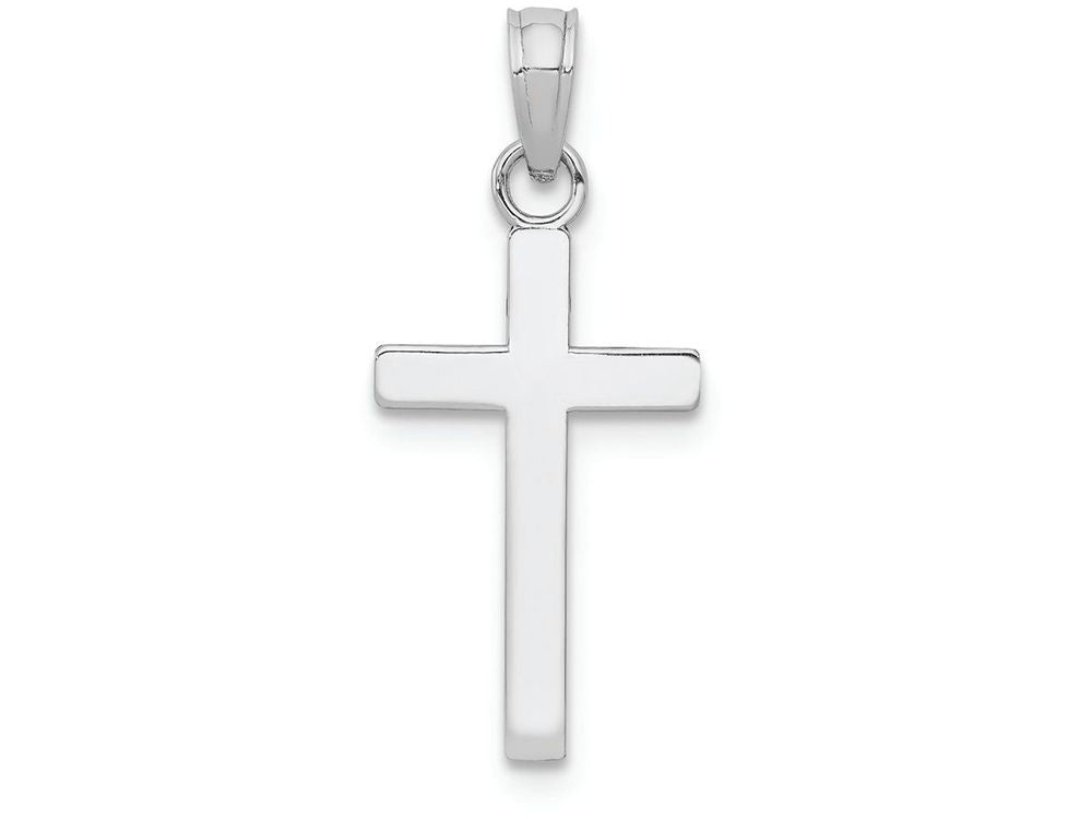 FJC Finejewelers 14k White Gold Block Style Cross Polish Charm